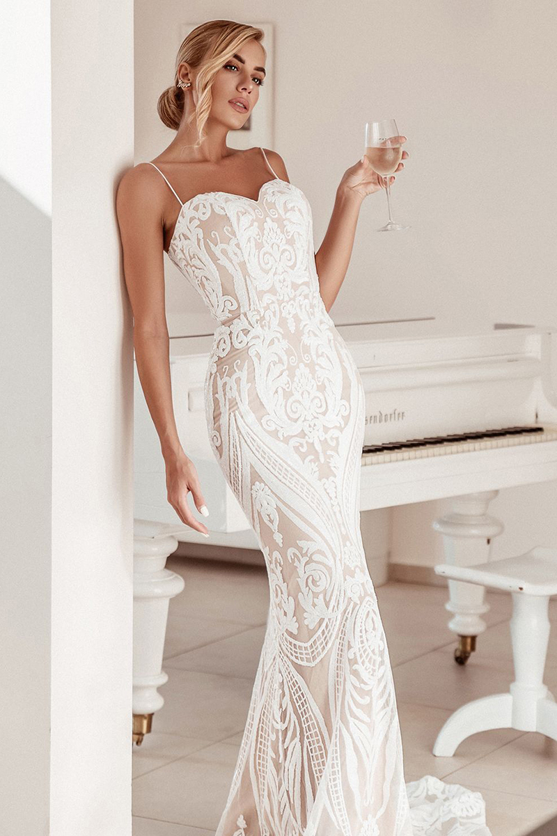 Tina Holly Spaghetti Straps Wedding Dress BA999