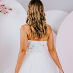 Strapless Debutante Gown with sparkles and Ruffles