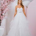 Strapless Debutante Gown with sparkles and Ruffles