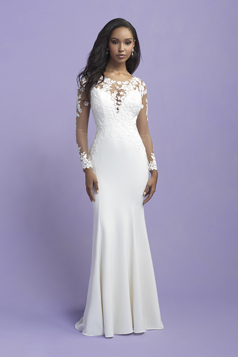 3409 ALLURE ROMANCE with Demure lace illusion sleeves