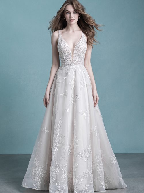 9758 Allure Bridals A-line sleeveless gown
