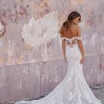 9962 Allure Bridals off-shoulder sheath gown