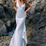 Bow at the Back with Soft, fluid satin Wedding Dress