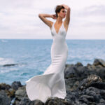 Bow at the Back with Soft, fluid satin Wedding Dress