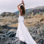 Bow at the Back with Soft, fluid satin Wedding Dress