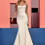 pearl-encrusted neckline Wedding Dress