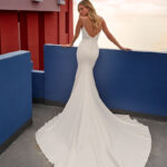 pearl-encrusted neckline Wedding Dress