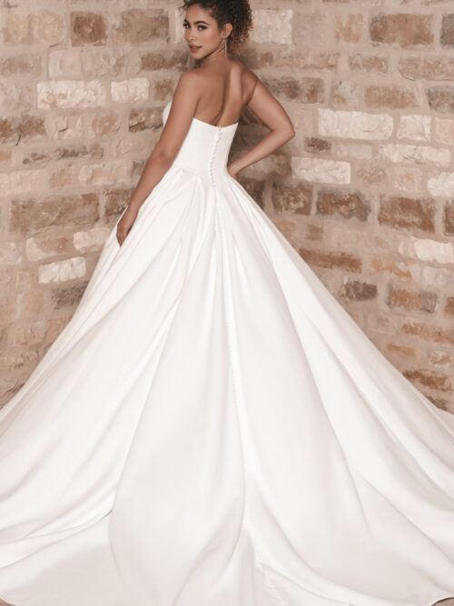 A1254 Allure Bridals Satin Ballgown with Beaded Bow