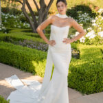 A1414 Allure Bridals Strapless Crepe Sheath Gown