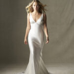 F406 Wilderly Bridal Azul Satin Sheath Bridal Gown